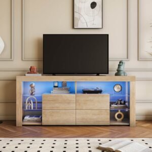Meuble tv chêne sonama avec led