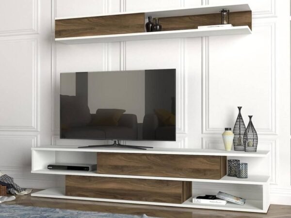 Meuble TV ensemble sims marron blanc