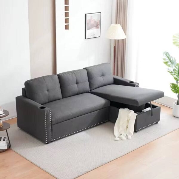 Canape -lit plus de coffre de rangement gris clair