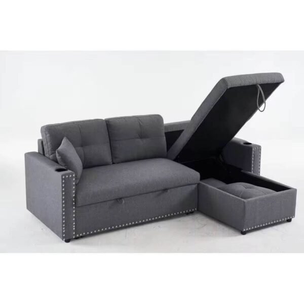 Canape -lit plus de coffre de rangement gris clair