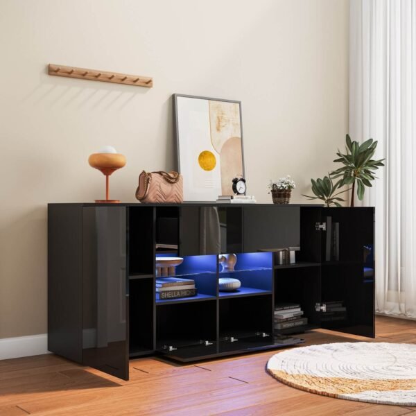 Panama buffet et vaisselier noir avec led