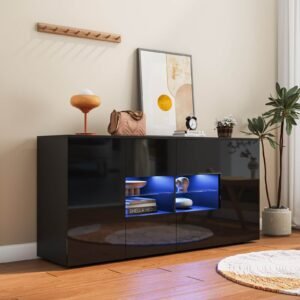 Panama buffet et vaisselier noir avec led