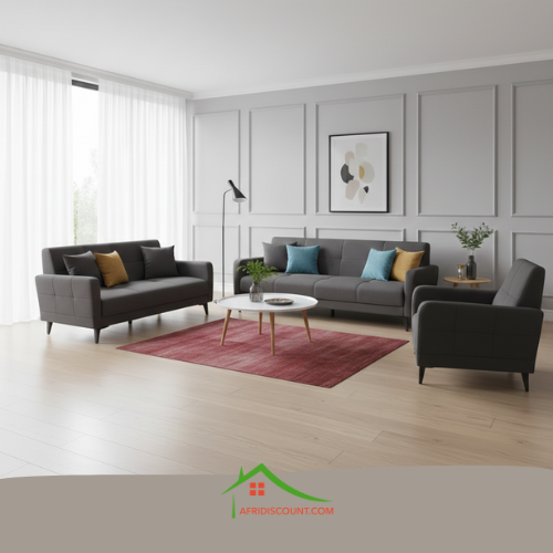 Salon aiken gris fonce 7 places